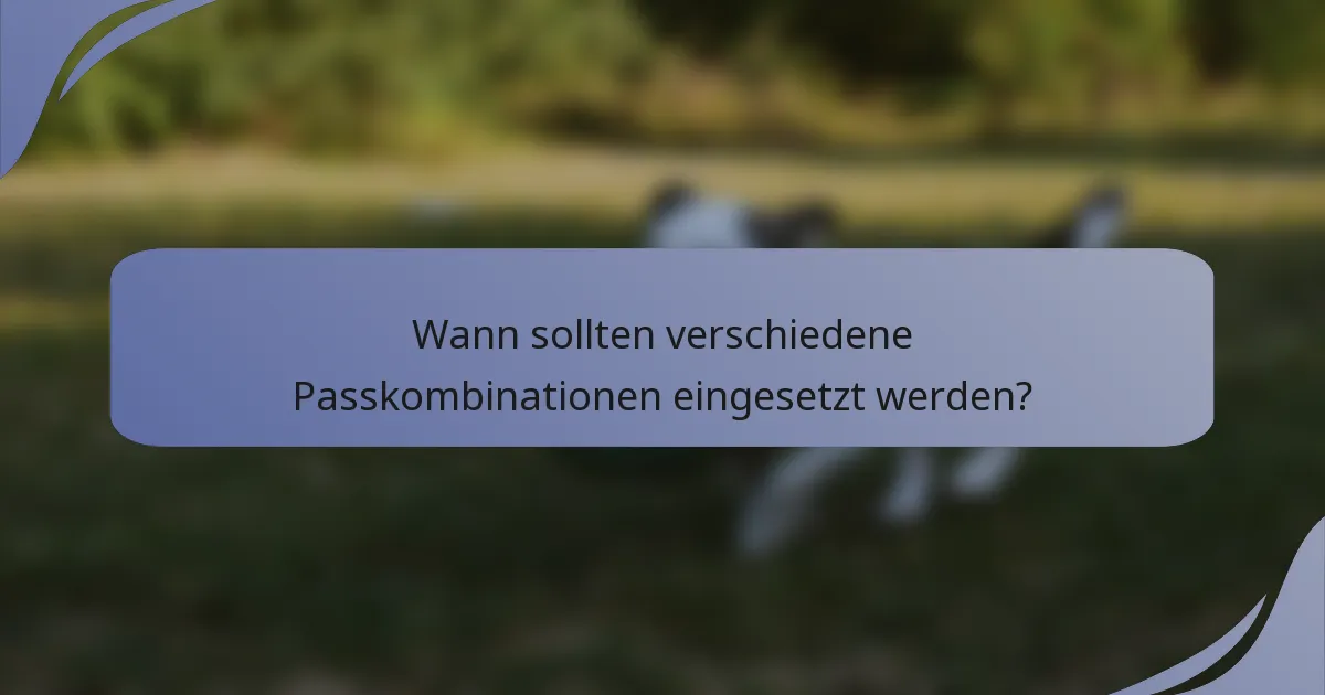 Wann sollten verschiedene Passkombinationen eingesetzt werden?
